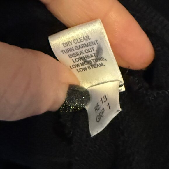 ST. JOHN Front Zip High Collar Cotton Knit Datk Navy Cardigan Front Pockets Sz L - Picture 5 of 6